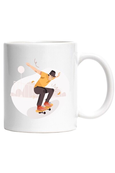 INOVATIX Cana alba personalizata, Skateboard, Parc, Palarie, Sport, Tricou, G...