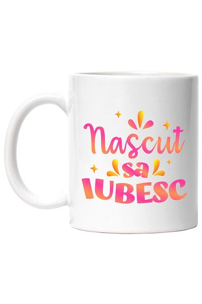 INOVATIX Personalized white mug, Colorful Romantic Message Born to Love Children Family, INOVATIX®. 330ml