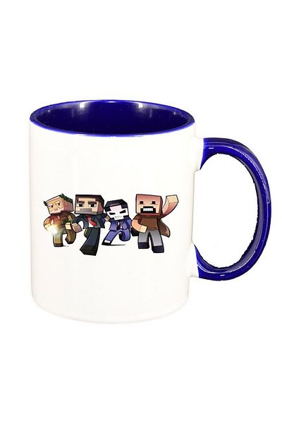INOVATIX Personalized white mug, Minecraft, dark blue interior, D1471, INOVATIX®. 330ml