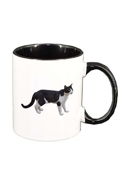 INOVATIX Personalized white mug, Cat, black interior, D958, INOVATIX®. 330ml