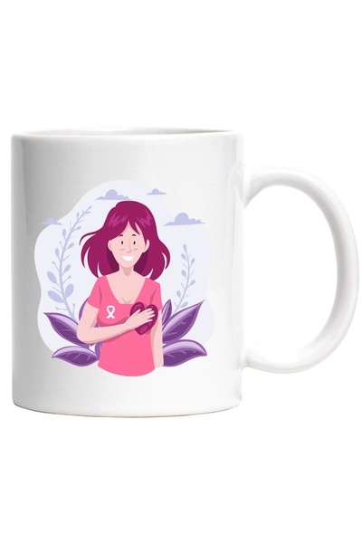 INOVATIX Εξατομικευμένη λευκή κούπα, Καρδιά, Στήθος, Survivor, INOVATIX®. 330ml