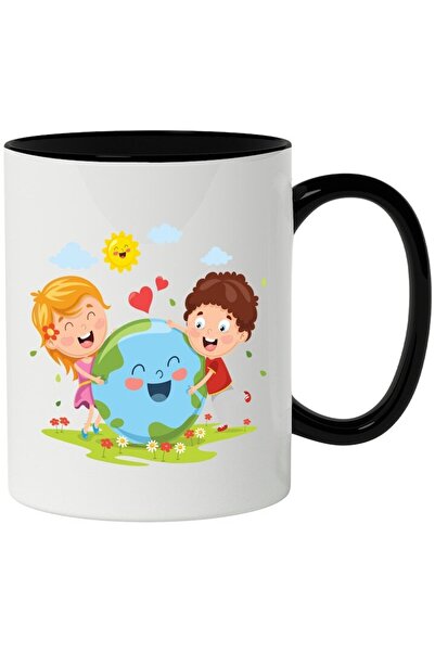 INOVATIX Cana alba personalizata, Planeta, Soare, Nori, Copii, Flori, Inimi, ...