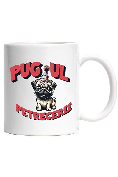 INOVATIX Εξατομικευμένη λευκή κούπα, Pug party dog ​​​​salty birthday anniver...