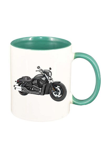 INOVATIX Personalized white mug, Motor, green interior, D45, INOVATIX®. 330ml