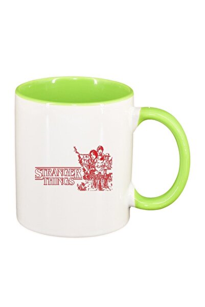 INOVATIX Εξατομικευμένη λευκή κούπα, Stranger Things, ανοιχτό πράσινο εσωτερι...