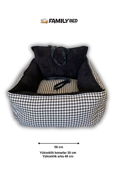 Family Bed Taşınabilir Kazayağı deseni Köpek Araba Koltuğu Yatağı 50x50cm h:30cm