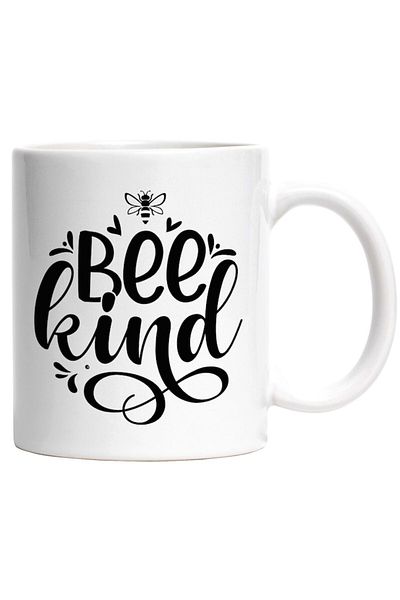 INOVATIX Personalized white mug, heart and bee and the phrase Bee kind - be kind help the world, INOVATIX®. 330ml