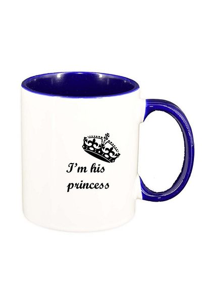 INOVATIX Personalized white mug, I`m his Princess, dark blue interior, D915, INOVATIX®. 330ml