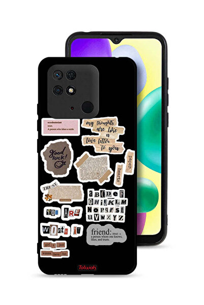 Tolwak غطاء حماية لهاتف شاومي ريدمي 10 سي، ملصقات عبارات الحظ السعيد