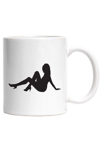 INOVATIX Personalized white mug, a woman sitting on the floor, INOVATIX®. 330ml