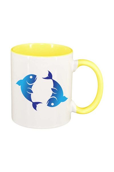 INOVATIX Personalized white mug, Zodiac sign, yellow interior, D161, INOVATIX®. 330ml