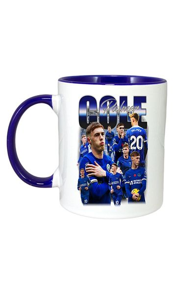 INOVATIX Personalized White Mug, Cole Palmer, Blue Handle and Interior, ®. 330ml