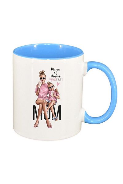 INOVATIX Personalized white mug, Princess, Mother Child, Little Girl, blue interior, D1364, INOVATIX®. 330ml