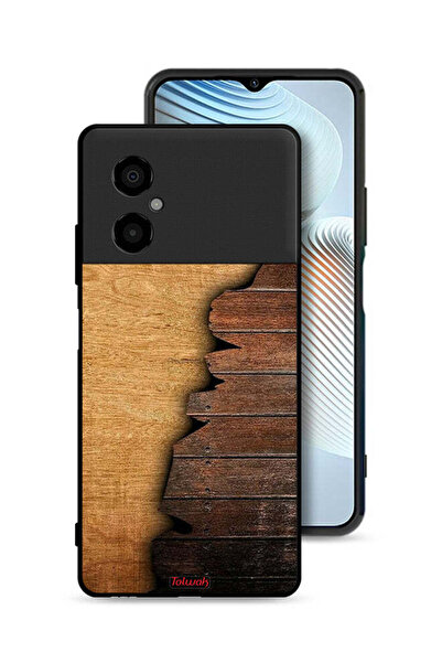 Tolwak Xiaomi Poco M4 5G Protective Case Cover Vintage Wood Pattern