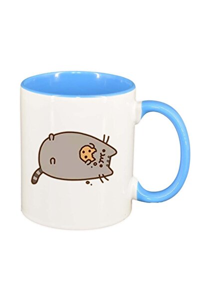 INOVATIX Cana alba personalizata, Emoji Cat, interior albastru, D1011, INOVAT...