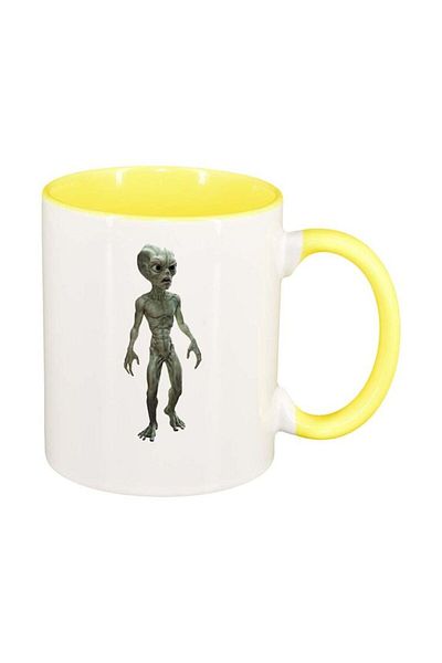INOVATIX Personalized white mug, Alien, yellow interior, D244, INOVATIX®. 330ml
