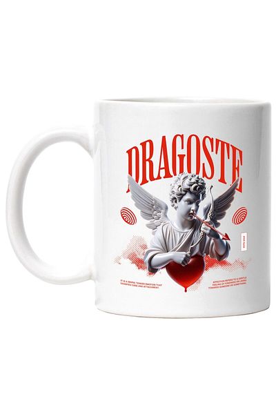 INOVATIX Personalized white mug, Bust Statue With Wings Cupid Bow Love, INOVATIX®. 330ml