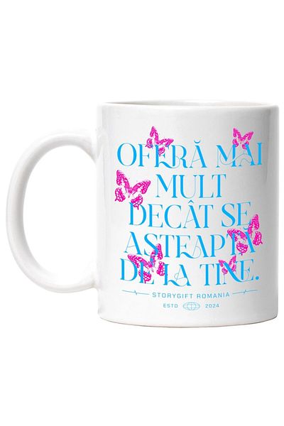 INOVATIX Personalized white mug, Butterflies - Give More Than You Expect, INOVATIX®. 330ml
