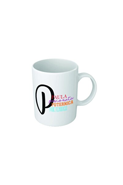 INOVATIX Персонализирана бяла чаша, персонализирана с инициала „П“, цветна, I...