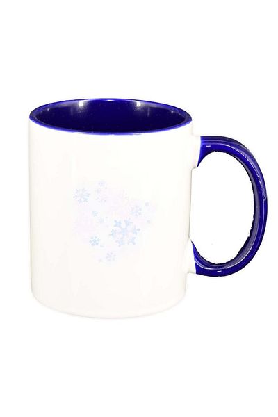 INOVATIX Personalized white mug, Snowflakes, dark blue interior, D211, INOVATIX®. 330ml