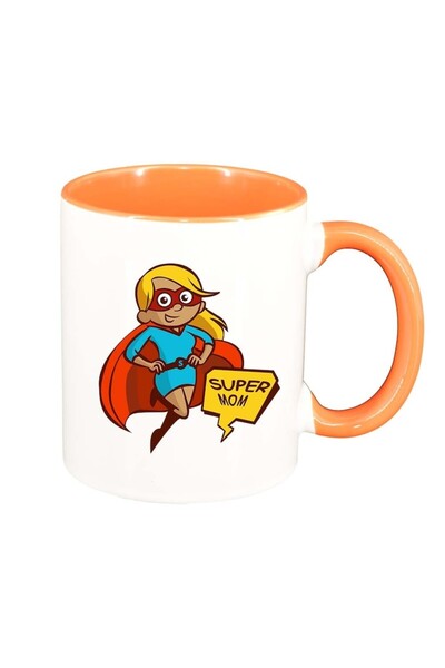 INOVATIX Personalized white mug, Super mom, orange interior, D972, INOVATIX®....