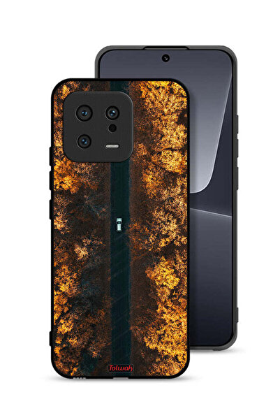 Tolwak غطاء حماية لهاتف Xiaomi 13 بتصميم طريق في أشجار الخريف