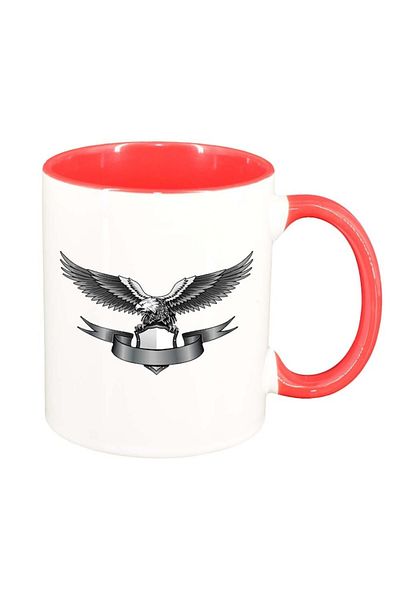 INOVATIX Personalized white mug, Eagle, red interior, D301, INOVATIX®. 330ml