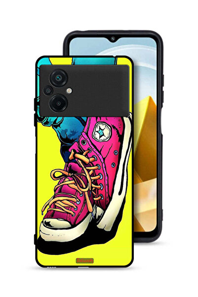 Tolwak Xiaomi Poco M5 4G Protective Case Cover Canva Shoes Art