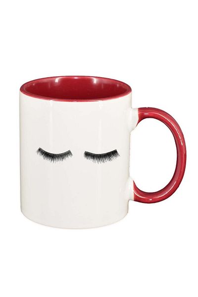 INOVATIX Personalized white mug, Eyelashes, red interior, D1019, INOVATIX®. 330ml
