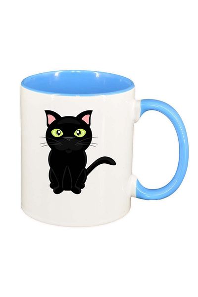 INOVATIX Personalized white mug, Cat, blue interior, D424, INOVATIX®. 330ml