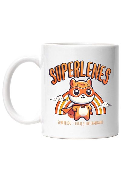 INOVATIX Personalized white mug, Super Lazy - Superhero, Courage and Determination, INOVATIX®. 330ml