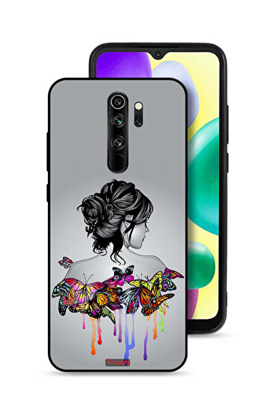 Tolwak غطاء حماية لهاتف شاومي ريدمي نوت 8 برو، رسمة فراشات وفتاة، فن تجريدي