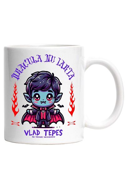 INOVATIX Personalized white mug, Dracula does not forgive - Vlad Tepes never dies, INOVATIX®. 330ml