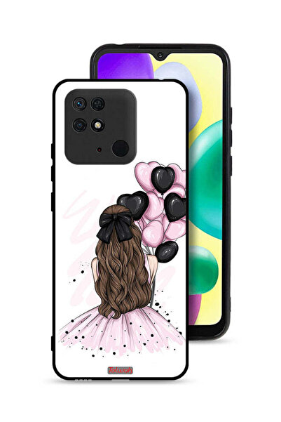 Tolwak Xiaomi Redmi 10C Protective Case Cover Holding Balloons Girl Art