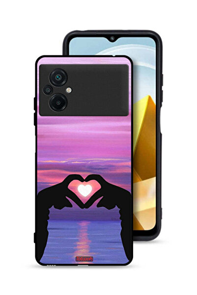 Tolwak Xiaomi Poco M5 4G Protective Case Cover Heart Moon