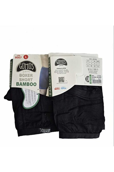 GÜMÜŞ 2'li Erkek Bambu Boxer-Rahat ve Nefes Alabilir İç Giyim-Siyah