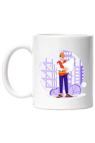 INOVATIX Personalized white mug, Engineer, Civil, Construction site, Plan, INOVATIX®. 330ml