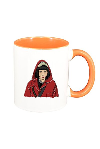 INOVATIX Cana alba personalizata, La Casa De Papel, interior portocaliu, D148...