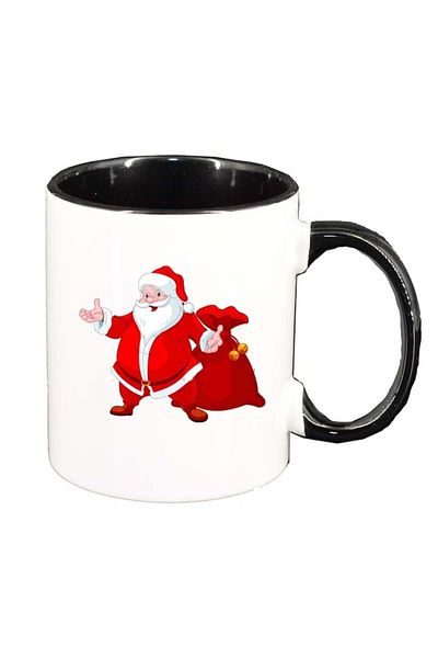 INOVATIX Personalized white mug, Santa Claus, black interior, D162, INOVATIX®. 330ml