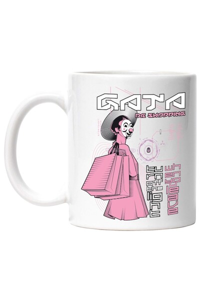 INOVATIX Cana alba personalizata, Femeie Cu Masca de Clovn Si Pungi De Shoppi...