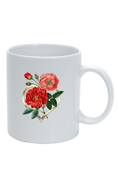 INOVATIX Cana alba personalizata, Flori, Love, alb, D994, INOVATIX®. 330ml