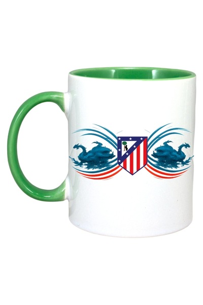 INOVATIX Cana Alba Personalizata, Atletico Madrid Spania, Maner Si Interior Verde, ®. 330ml