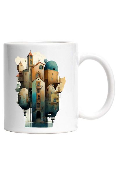 INOVATIX Personalized white mug, City, Buildings, Steampunk, Fantasy, Architecture, INOVATIX®. 330ml