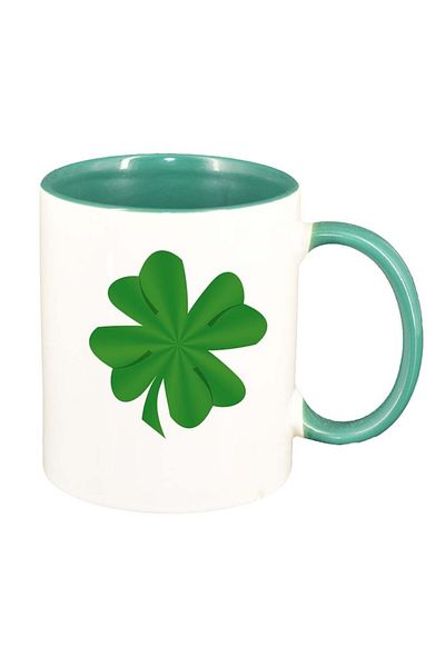INOVATIX Personalized white mug, Shamrock, green interior, D987, INOVATIX®. 330ml