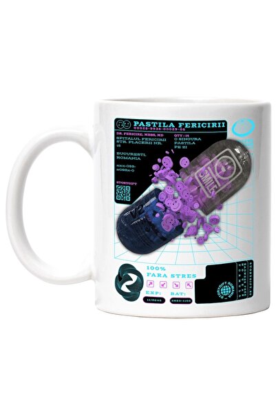 INOVATIX Personalized white mug, Happiness Pill - 100% Stress Free, INOVATIX®. 330ml