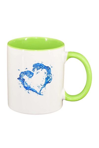 INOVATIX Personalized white mug, Heart, light green interior, D235, INOVATIX®. 330ml