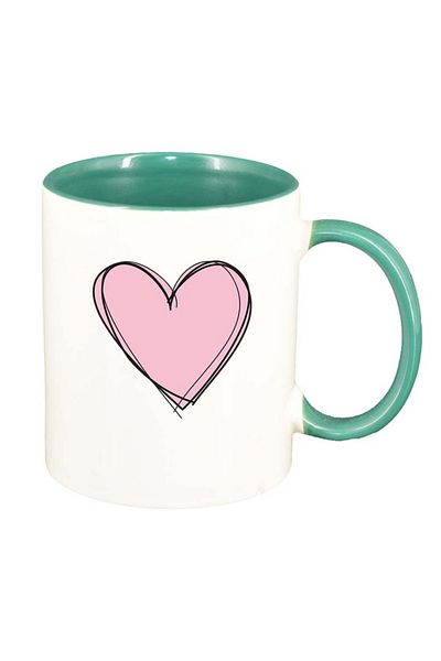 INOVATIX Personalized white mug, Love, green interior, D381, INOVATIX®. 330ml