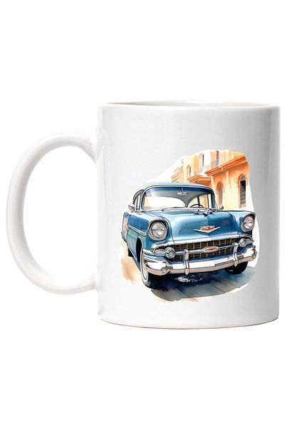 INOVATIX Personalized white mug, Car, Retro, Vintage, Buildings, Chevrolet 1956, INOVATIX®. 330ml