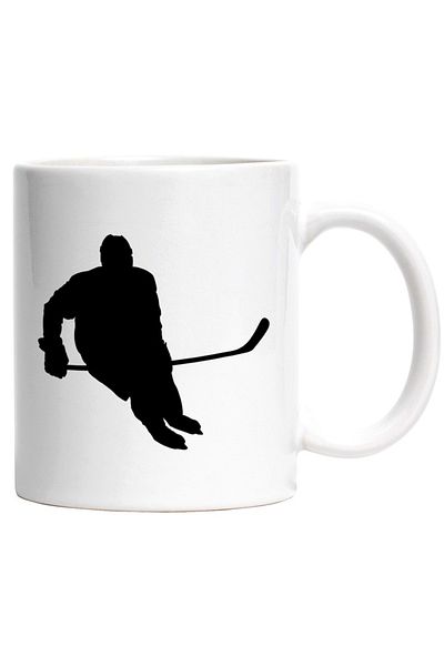 INOVATIX Personalized white mug, a hockey player skating - stick, INOVATIX®. 330ml