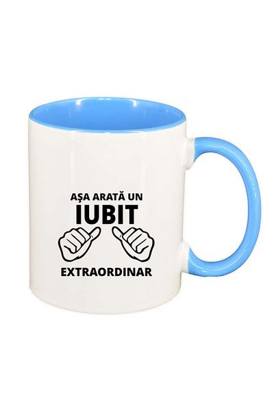 INOVATIX Personalized white mug, Extraordinary, blue interior, D88, INOVATIX®. 330ml